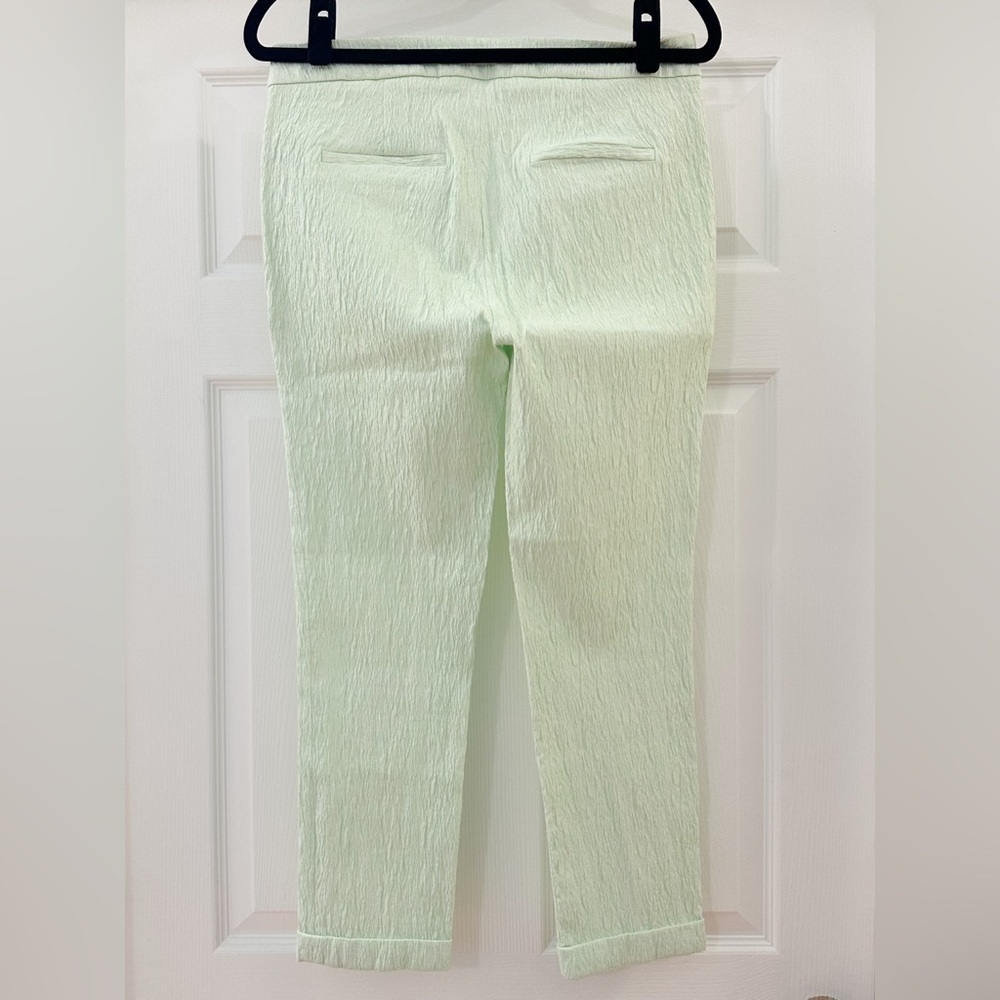 Zara Cropped Flat Front Crepe Pants Pastel Green Textured sz Large - Picture 4 of 6